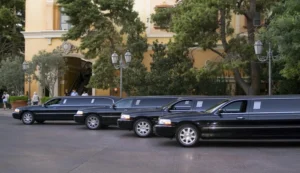 Black limousines Parked in a line